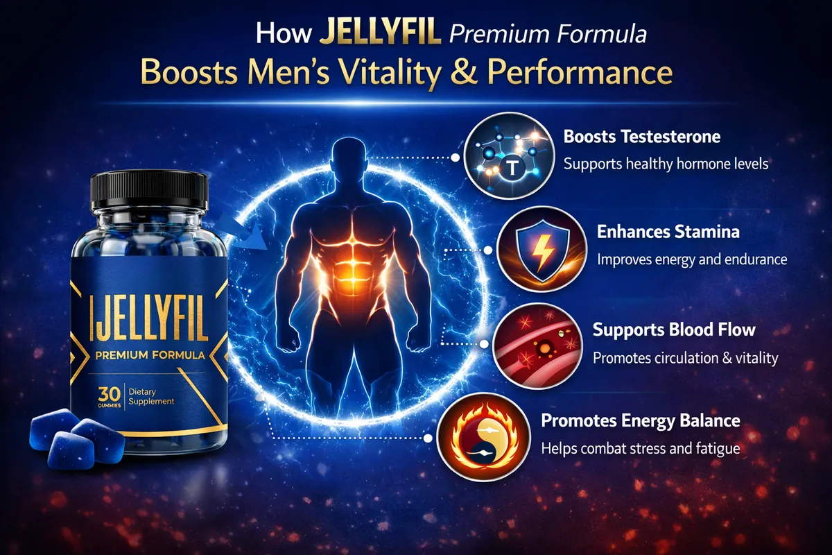 JellyFil supplement bottle with its natural ingredients and benefits